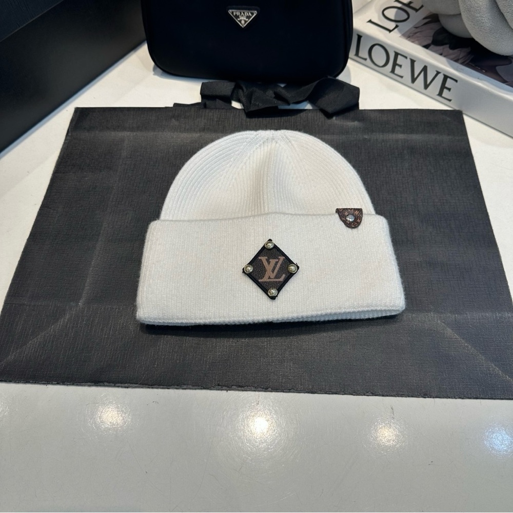 Louis Vuitton White Knit Beanie